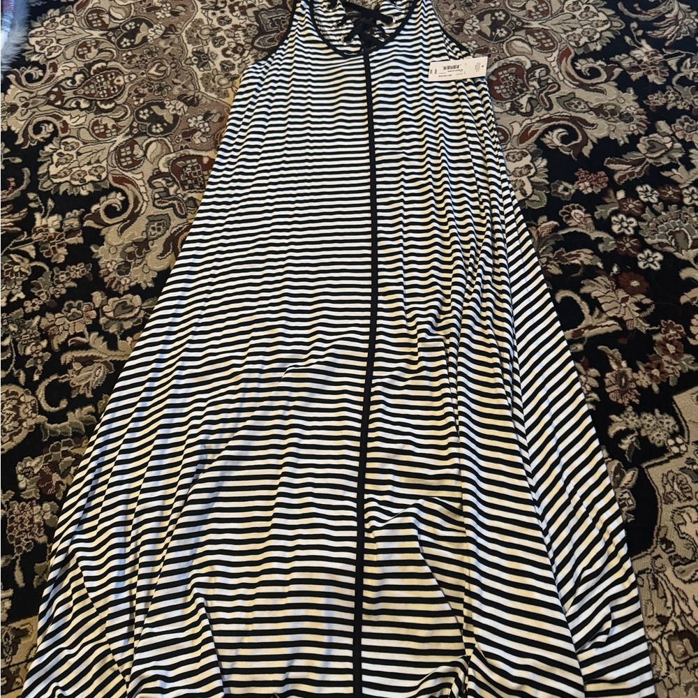 a.n.a Black and White Striped Maxi Dress
